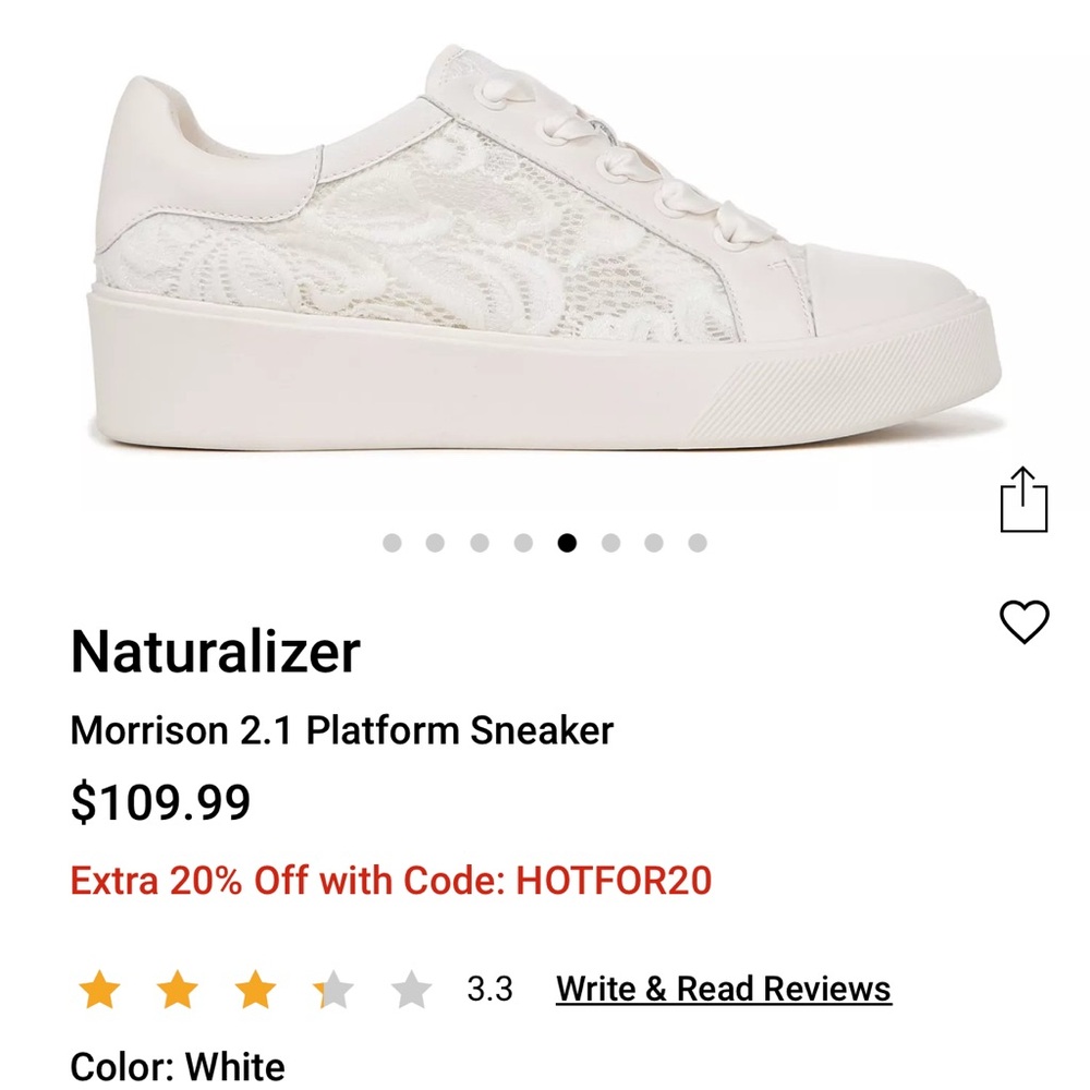 Naturalizer White Platform Sneakers Casual Style